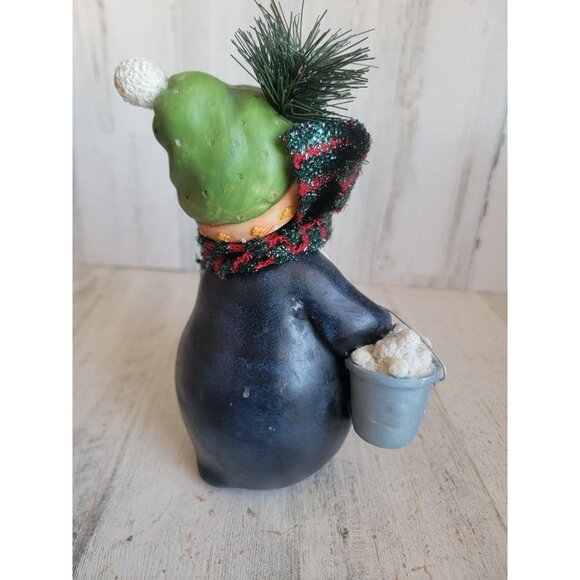 Penguin AS IS rustic snow ball pail Xmas home decor figure unique - Picture 8 of 9
